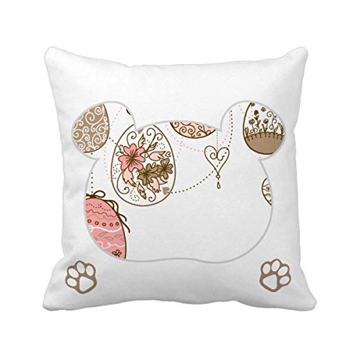 Housse de coussin ours de Pâques rose à suspendre textile religieux carré - 2
