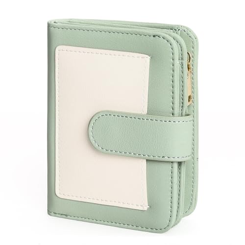 Image of GOIACII Small Wallet for Women RFID Blocking Bifold Wallets Ladies Card Holder Coin Zipper Pocket Green