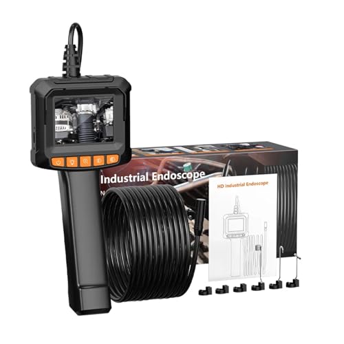 工業用内視鏡カメラ 2.4インチ IPS スクリーン HD1080P ボアスコープ検査カメラ 車 パイプ 下水道 8mm IP67 防水 8LED(10m,Single Orange)