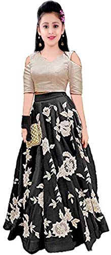 E Ethnic Store Girl's Taffeta Silk Readymade Lehenga Choli
