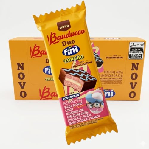Bauducco Duo Fini Torção Mini Bolinho Sabor Marshmallow Chocolate 15un 30g