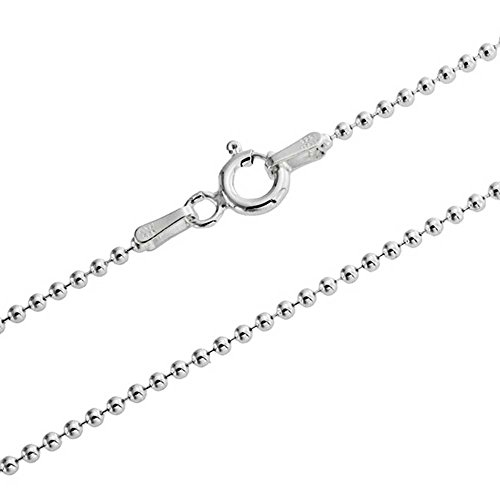 1mm thick solid sterling silver 925 Italian BALL bead chain necklace chocker bracelet anklet with spring ring clasp jewelry - 15, 20, 25, 30, 35, 40, 45, 50, 55, 60, 65, 70, 75, 80, 85, 90, 95, 100cm
