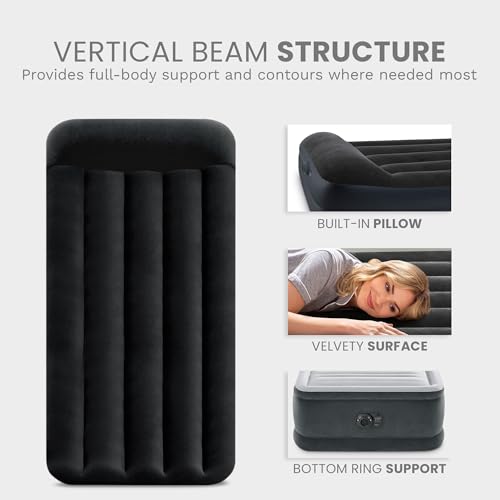 Image of Intex Dura-Beam Standard Series Pillow Rest Raised Airbed w /Built-in Pillow & Internal Electric Pump, Twin