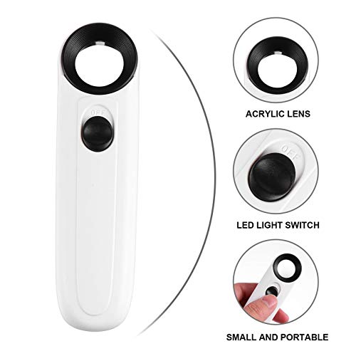 STOBOK Mini Lupa Lupa de Leitura PortÃ¡til Iluminada Amplificador de Joias Antigas 40X para Leitura