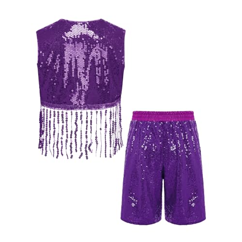 Franges ballet violet ensemble deux pièces de danse pour adolescentes - 4