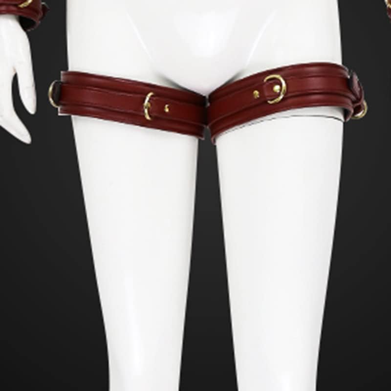 Multiple Styles of BDSM Adult Flirting Products, Alternative Training and Binding, New Leather Thigh Cuffs, Gold Needle Buckle, Leg Cuffs (Black)