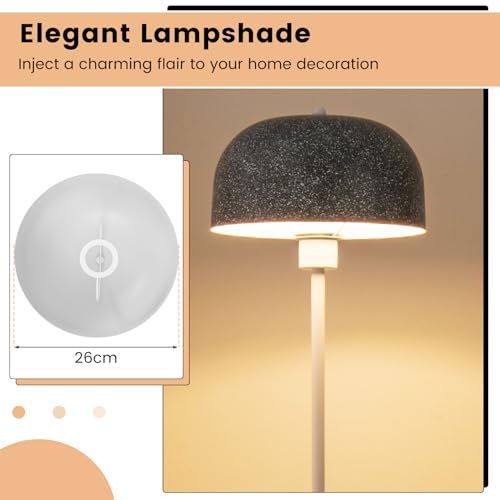 COSTWAY Floor Lamp, Modern Standing Lamp with Foot Switch, Faux Terrazzo Lampshade, Weighted Base & Metal Pole, Reading Torchiere Floor Lighting for Living Room Bedroom Office, Bulb not Included - Image 4