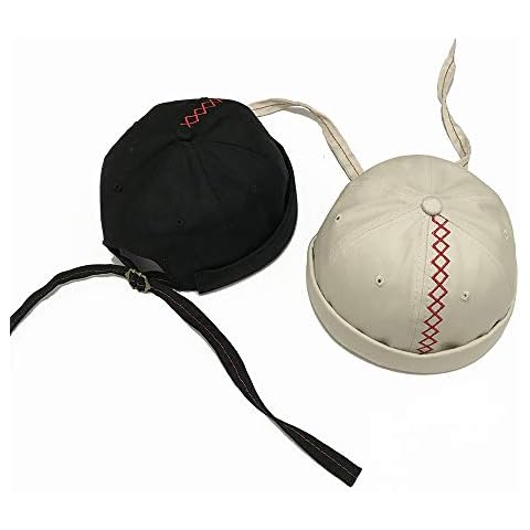 Mongous Mens 2 Pack Brimless Cap Embroidery Cotton Adjustable Skullcap with Drawstring Cover