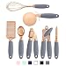 COOK With COLOR 7 Pc Kitchen Gadget Set Copper Coated Stainless Steel Utensils with Soft Touch Nylon Grey Handles