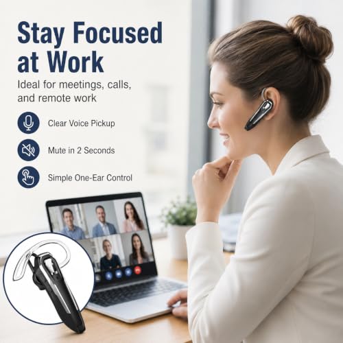 Auricular Bluetooth Mono Inalámbrico Blanco con Micrófono miniatura 7