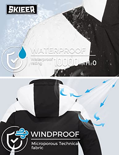 Skieer Jaqueta masculina impermeável para esqui à prova de vento, jaqueta de snowboarding, casaco de