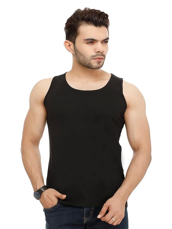 Men's Sleeveless Vest Tank Top, Black-picture-22