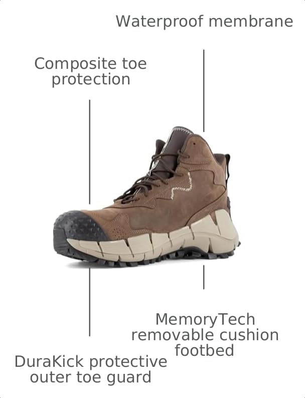 Image of Reebok Work Men's Zig Kinetica Edge II Brown Electrical Hazard Composite Toe Boots