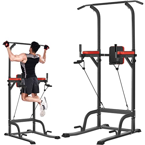 Power Tower Pull Up & Dip Station - Adjustable Height Stand - Bronze Finish