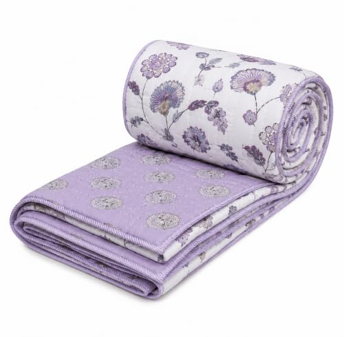 Image of RRC Cotton Jaipuri Rajai for Double Bed | Floral Print AC Comforter | Lightweight 200 GSM Summer Quilt | Soft Breathable Cotton Quilt | Pack of 1