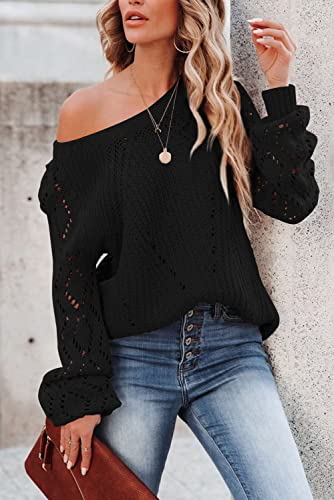 Fekoafe Womens Fall Clothes Lace Crochet Ladies Sweaters Plus Size Sweaters For Women Black Xl #TOP2