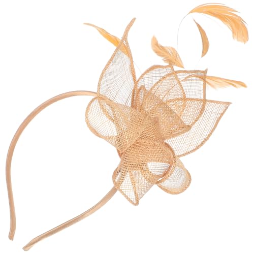 Chapeau d'église doré de haute coiffure avec plumage naturel haut de gamme pour fête