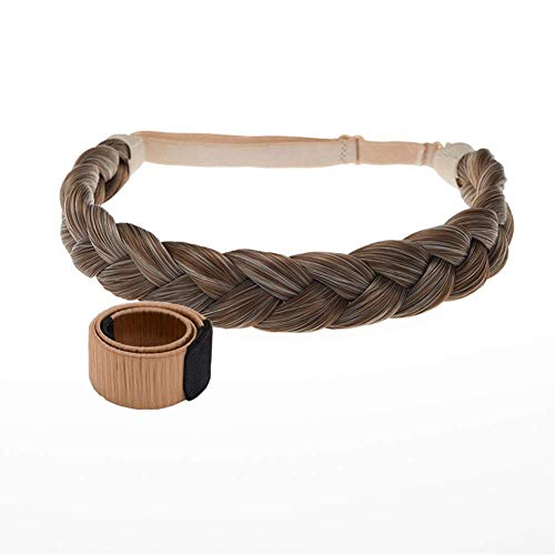 TOECWEGR 3 Strands Synthetic Hair Braided Headband Classic Chunky Plaited Elastic Stretch Multi-Color Ladies Beauty Headwear (613/2217)