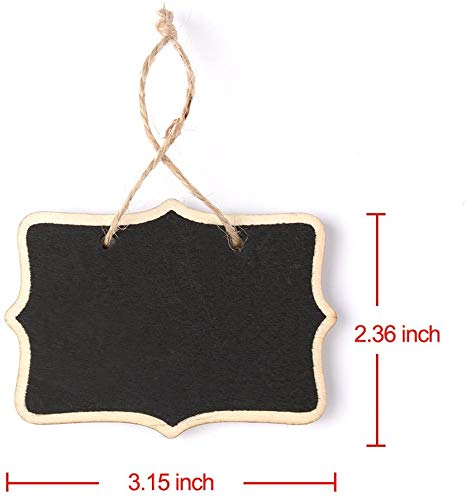 Image of CVANU 25 Pcs Mini Chalkboards Signs Hanging Rectangle Chalkboards Double Sided Blackboard Message Board Hanging Signs for Weddings, Kids Crafts C-1