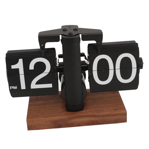 Flip Clock Retro Automatische Drehende Tischuhr, 12-Stunden-Format