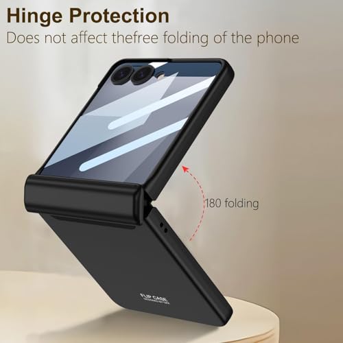 Image of Kapa Ultra Thin Back Cover for Galaxy Z Flip7 / Z Flip 7 | with [Magnetic Hinge Protection] and Inbuilt Glass Window Protection (Black)