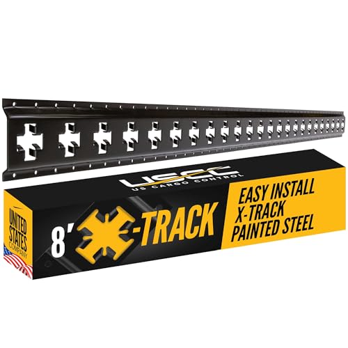 US Cargo Control X Track Rail 8 FT Black X-Track Rail for Trailers Pickup Trucks Garages and Sheds - Use with E-Track Straps for Vertical and Horizontal Alignment