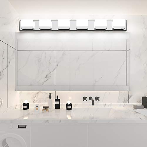 Tipace Modern 6 Lights LED Vanity Light for Bathroom Up and Down Chrome Bathroom Wall Light Fixtures Over Mirror(White Light 6000K) by Tipace - Image 7