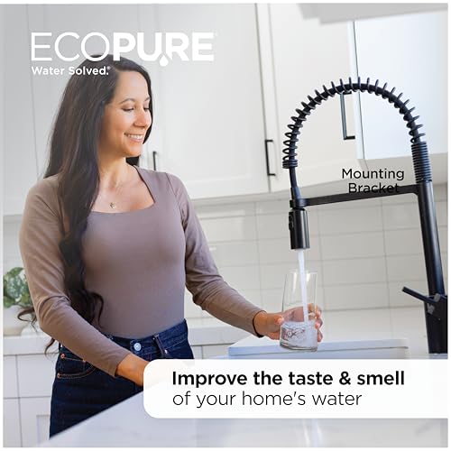 Image of EcoPure EPW2VC Whole Home Water Filtration System - Valve-in-Head Design with Built-In Bypass Valve & Clear Sump - Reduces Sediment, Rust, Dirt & Chlorine Taste - Fits Standard Capacity Filters