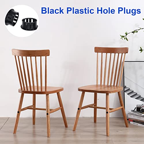 Image of Tnisesm 200Pcs 8 Sizes Nylon Plastic Hole Plugs Black 1 /4 inch 5 /16 inch 3 /8 inch 1 /2 inch 5 /8 inch 3 /4 inch 7 /8 inch 1 inch Round Drill Hole, Flush Type Panel Knockout Locking Plugs, Furniture Cabinet Insert End Caps