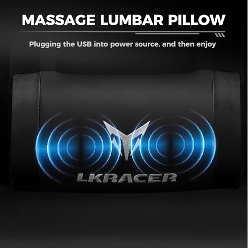 GTPLAYER Gaming Chair, Massage Ergonomic Computer Chair with Lumbar Support Height Adjustable Gaming Chair with 360°-Swivel Seat and Headrest for Office - Image 4