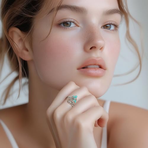 Bague en argent 925 sterling et turquoise véritable Eusense - 4