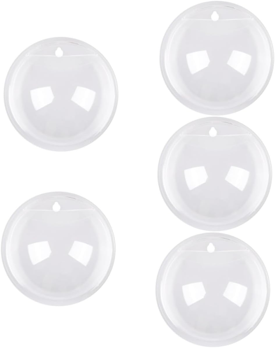 Mipcase 5pcs Round Wall Hanging Fish Bowl Acrylic Plant Pot Home Office Bar Decor