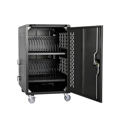 TRJQBCC 32 Device Mobile Charging Cart, Lockable Laptop Chromebook Charging Station with Cable Management, Secure Storage for Tablets Laptops Up to 16.3