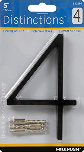 Distinctions 843194 Black Floating Mount 5-Inch House Number 4 #TOP2