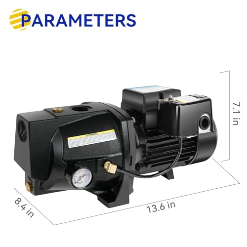Image of Acquaer Shallow Well Jet Pump,Cast Iron, Well Depth Up to 25ft, 115V /230V Dual Voltage, Automatic Pressure Switch