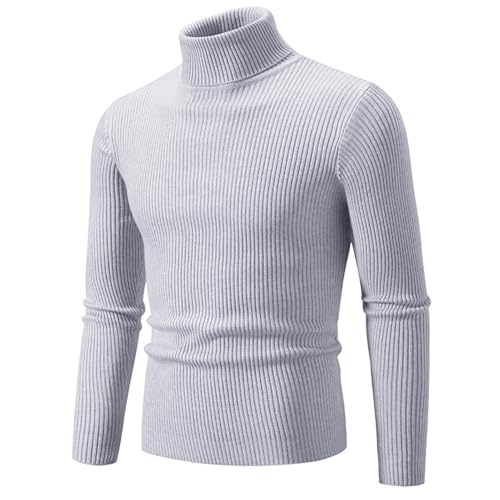 Pull manches longues et col roulé homme coupe slim côtelée