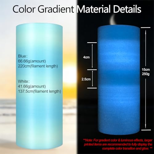 Image of Rainbow Sky Blue Glow in Dark PLA 1.75mm 1kg Spool Luminous 3D Filament FDM | Blue Gradient rainbow Sky color Bright night printing Hide layer lines No tangle 1kg 2.2lbs for Printer Bambu Creality