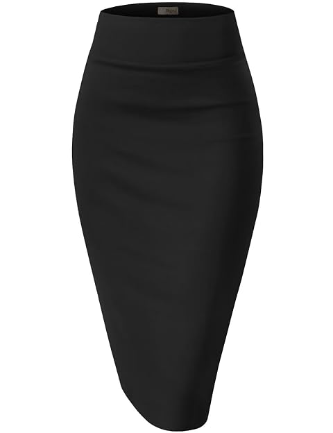 Hybrid Company Womens Techno Scuba Stretchy Office Pencil Skirt Made in USA