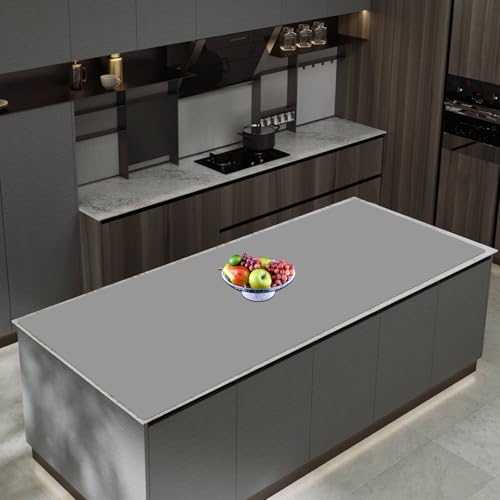 Image of 47.3''x23.6''(120cmx60cm) Extra Large Silicone Mat for Kitchen Counter, Heat Resistant Countertop Protector, Non-Slip Waterproof Kitchen Island Mat, Easy to Clean, Light Gray