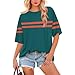 Oversized Tshirts for Women Loose fit Comfy Short Sleeve Crewneck Striped T Shirt Casual Summer Beach Vacation Clothes for Women Beach Fashion Lightweight Half Sleeve Tops Womens Fashion Clothes