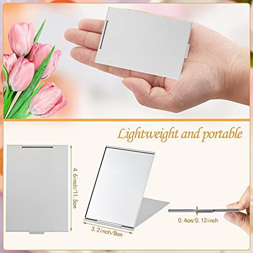Blulu 2 Pieces Mini Portable Folding Mirrors For Purse, Ultra Slim Pocket Makeup Travel Mirror Aluminum Shell Compact Cosmetic Mirrors For Makeup Palette (4.5 X 3.1 Inches) #TOP1
