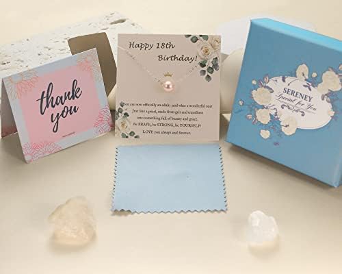 Sereney Sterling Silver Birthday Gifts for Girls Women, Pearl Necklace as 7 9 10 11 13 15 16 18 21 30 40 50 60 Year Old Birthday Gifts, Single Pearl Necklace as Bday Gifts for Friends - View 4