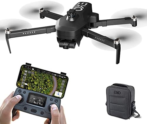EXO X7 Ranger Plus - High End Camera Drone for Adults. Long Battery & Range, 4K Camera, 3 Axis Gimbal, Obstacle Avoidance, 27MPH Speed. Powerful & Playful Drone with Camera and GPS Return to Home. (1 Battery, Matte Black)