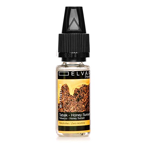 Elvapo Premium E-LIQUID Tabak - Honey Sunset Flasche mit extra schmalem Tropfaufsatz, 10 ml