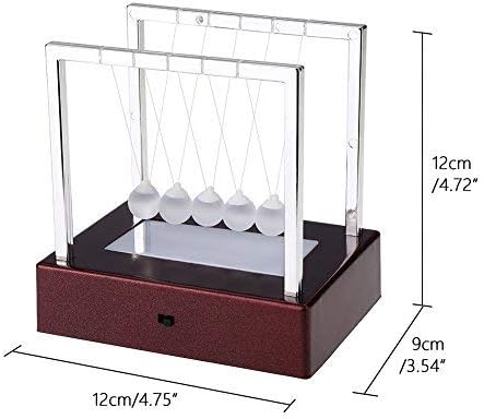 LED Light Up Newton Cradle Balance Balls Newton Swing Glass Ball Science Psychology Puzzle Desk Fun Toy for Office Home Decoration (D)