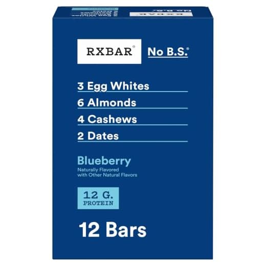 RXBAR Protein Bars, 12g Protein, Gluten Free Snacks, Blueberry, 22oz Box (12 Bars)