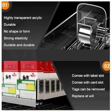Automatic Cigarette Pusher Display Rack, Acrylic Showcase for Retail Stores, Wall-Mounted Countertop Multi-Layer Cigarette Holder(79.5x28.4x48cm)
