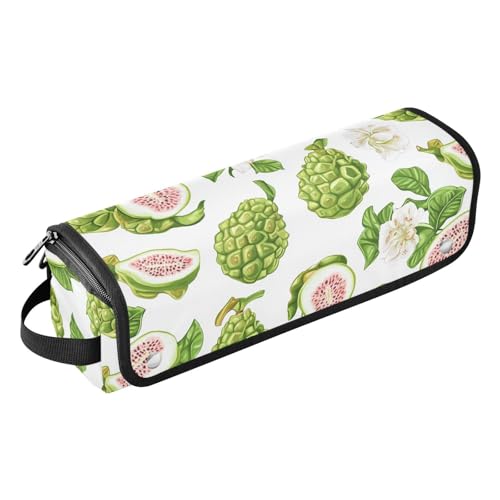 Bolsa organizadora 2 en 1 para planchas y rizadores con tapete resistente al calor, portátil para herramientas de peinado de cabello, color blanco con diseño de fruta Atemoya dulce