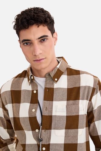 Image of SNITCH Men Casual Shirt | Regular Fit Full Sleeve Button-Down Collar Buffalo Check Pattern | Premium Cotton Blend & Breathable Fabric Outings
