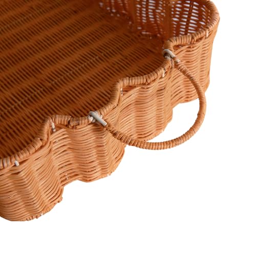 Plateau en rotin pour table basse grand format orange clair